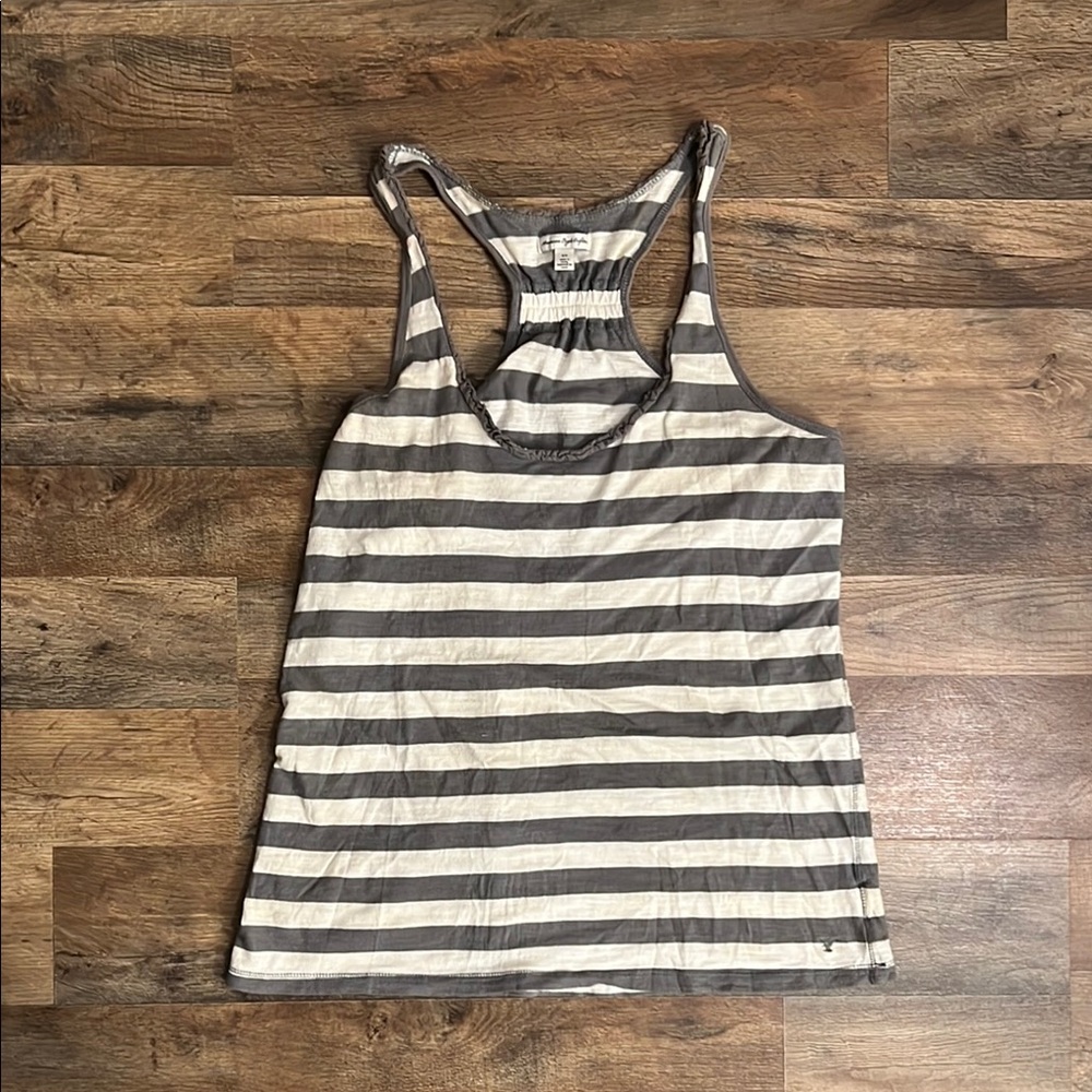 American Eagle Outfitters Gray and White Striped Tank Top